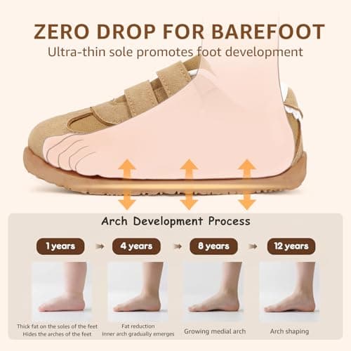 STEP QUEEN Toddler Girl Shoe Baby First Walking Tennis Sneakers Non Slip Zero Drop Shoes Outdoor Activities School Brown Toddler 6 - Thumbnail 5
