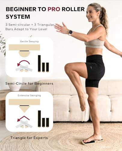 HAPBEAR Single Leg Balance Board for Ankle Rehab & Strengthening – 80 Configurations w/ Physical Therapy Guide & Massage Ball – Foot Stabilizer for Plantar Fasciitis Relief, Sprained Ankle Recovery, Achilles Pain, Balance Training – Home Gym Equipment - Thumbnail 4