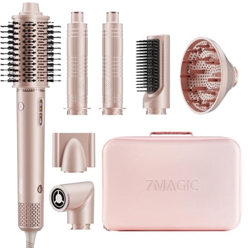 7MAGIC 7 in 1 Hair Styler & Hair Dryer Brush, 110,000 RPM High-Speed Blow Dryer with Negative Ions for Frizz-Free Styling Fast Drying Curling Volumizing Straightening, Hot Air Styler with Travel Case - Image 1