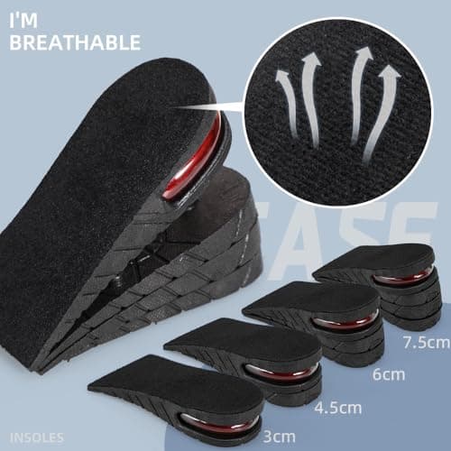 XINIFOOT Height Increase Insole 4-Layer Air Cushion Heel Insert Lift Shoes Insole for Men and Women Invisible Elevator Adjustable Insoles (Half Pad, 2.95 Inch) - Thumbnail 3