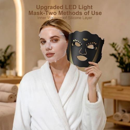 AIUO Red Light Therapy for Face, LED Face Mask Light Therapy, Rechargeable Red Light Therapy Mask for Face with Comfortable Light-Blocking Eye Protection & Timing Function At Home, Black - Thumbnail 6