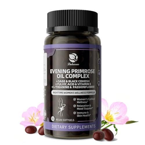 Lukaree Evening Primrose Oil Complex for Women – Hormone Wellness with Cold-Pressed EPO, 10% GLA, Sage, Fulvic Acid, L-Theanine – Supports Cyclical Balance, Mood, Skin & Immune Health, 90 Softgels - Image 1
