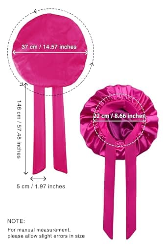 Vettres Hair Bonnet for Sleeping Satin Bonnets Silk Sleep Bonnet Double Layer Satin Bonnet with Tie Peach Red - Thumbnail 4
