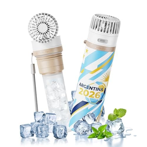 DUOMIY 2-in-1 Handheld Fan & Ice Therapy Cup, 7000 RPM Cooling Fan with Long-Lasting Cold Retention, Personal Fan & Reusable Cold Compress for Sports Recovery & Heat Relief, Argentina Theme - Image 1