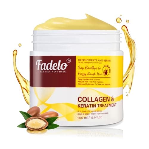 Fadelo Keratin Hair Treatment, Deep Conditioning Hair Mask for Damaged Hair with Collagen & Keratin, Professional Hair Care Solution, 500ml (16.9 Fl Oz)
