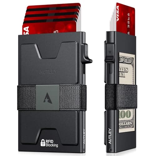 AUTLEY Card Wallet for Men, Slim Card Holder RFID Blocking Pop Up Mens Wallet with Cash Band, Expandable Backplate, Gifts for Men, Men's Accessories - Image 1