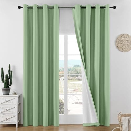 Joydeco Blackout Curtain 108 Inches Long - 100% Blackout Curtains, Grommet Noise Reduce Cancelling Sage Green Window Drapes 2 Panels Set (Sage Green,52" Wx108 L) - Image 1