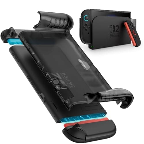 i-Blason for Nintendo Switch 2 Case 2025, Durable Slim Matte Clear Anti-Fingerprint Protective Hard Case with Dockable Comfortable TPU Grip Compatible with Controller & Docking Station - Black - Image 1