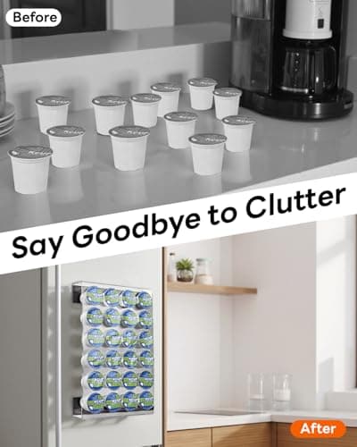 Magnetic K Cup Holder for Refrigerator, 24 K-Cup Acrylic Coffee Pod Holder with Magnets, Pod Organizer Storage for Home/Office, Coffee Station Organizer for Fridge, Drawer, 13.5"x9"x2.25" - Thumbnail 3