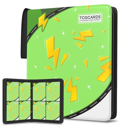 Trading Card Binder 4 Pocket,Card Binder 400 Pockets,Card Book Holder Cards with 50 Removable Sleeves,3-Ring Zip Design MTG/TCG/Sport Collectible Trading Card Albums Gifts for Boys and Girls(Green) - Image 1