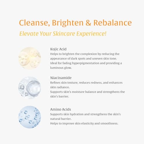 Turmeric Kojic Acid Amino Acids Foam Cleanser – Gentle Cleansing, Face & Body Brightening, Kojic Acid Cleanser Exfoliating, Turmeric Cleansing for Dark Spots, Uneven Skin Tone, 100ml - Thumbnail 4