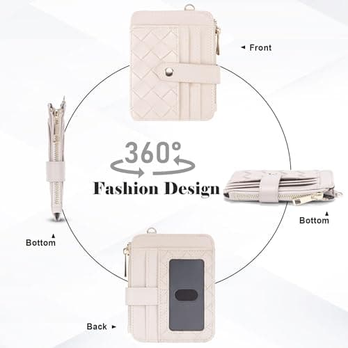 Airkit Wristlet Wallets for Women, Keychain RFID Blocking Credit Card Holder, Small Girly Wallet with Bracelet, Silicone Beaded Tassel Key Ring Card Holder, White - Thumbnail 5