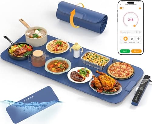 Food Warming Mat Extra Large 37"x15" with APP Control, Electric Warming Tray Adjustable Temp 99 Hour Timer Dishwasher Safe, Warming Mat for Food, Roll Up Portable Food Warmers for Parties Buffet - Image 1