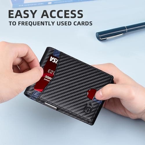 Zitahli Money Clip Wallets for Men,Slim Bifold Wallet 10-12 Cards, Mens Leather Wallet with ID Window,RFID Blocking Thin Minimalist Credit Card Holder,Gifts for Him - Thumbnail 4