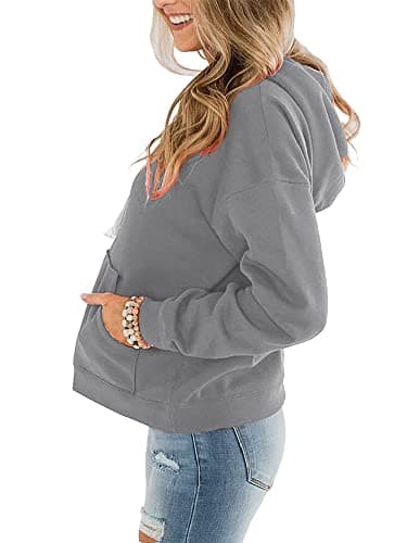 STOLKISS Women Athletic Hoodies Pullover Long Sleeve Loose Thin Lightweight Sweatshirt Tops Fashion Spring Hoody with Pocket - Thumbnail 2
