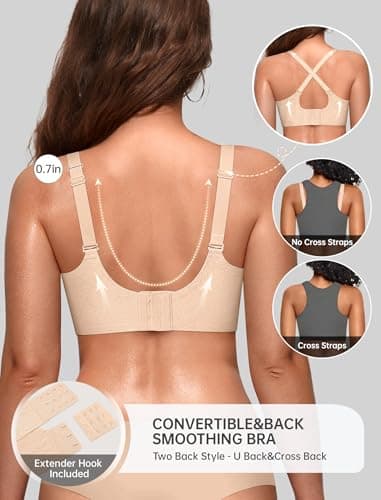 OEAK Women Jelly Bras No Underwire Scalloped Push Up Buttery Soft Tshirt Bra Seamless Full Coverage Convertible Everyday Bra Jacquard Skin,4XL - Thumbnail 3