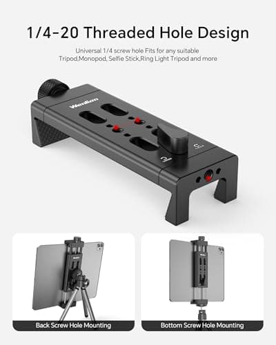 Aluminum Tablet Tripod Mount for iPad, Universal Adjustable Tablet Holder with Dual 1/4"-20 Screw Holes, Quick Release Design, Tripod Adapter Compatible with iPad Pro/Air/Mini, Galaxy Tab, Surface Pro - Thumbnail 3