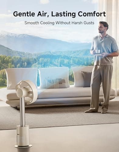 DREAME Bladeless Tower Fan for Bedroom, Smart Standing Fan with 270° Spatial Airflow for Whole-Room Circulation, 59ft/s High Velocity, 10 Speeds 3 Modes, Temperature-Adaptive Airflow, MF10-Beige - Thumbnail 5