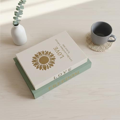 VEKALON Decorative Books for Home Decor - Set of 2 Linen Stacked Clean Modern Fake | Faux Books Storage Box for Living Room, Coffee Table, Bookshelf, Entryway Table(Sage Beige) - Thumbnail 3