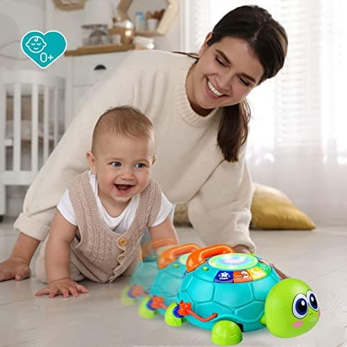 Ussybaby Baby Crawling Toys 6 to 12 Months, Infant Turtle Musical Toys with Phone Hand Drum，Baby 7 8 9 10 11 Months 1-2 Year Old Boy Girl Gift Green - Thumbnail 6