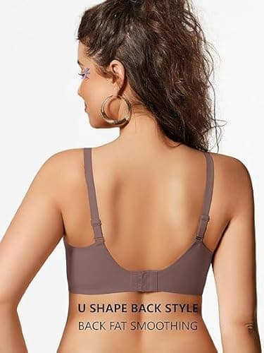 COCOMARTS Jelly Bras for Women No Underwire Seamless Push Up Comfortable Tshirt Everyday Deep V Bra with Support and Lift Grey Medium - Thumbnail 5
