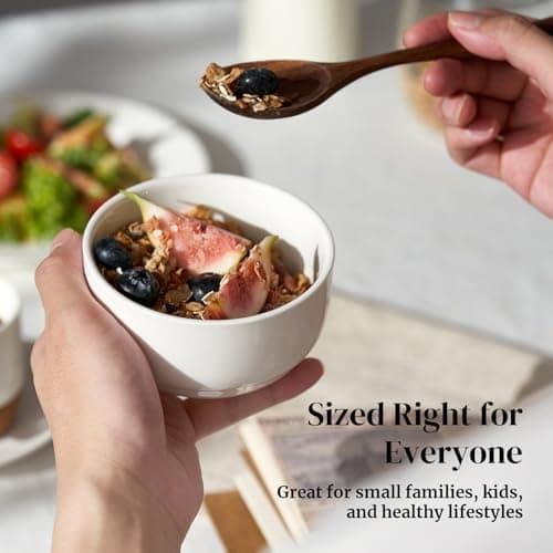DOWAN 10 OZ Small Bowls, Ice Cream Bowls - 4.25" Ceramic Dessert Bowl Set of 6 - Porcelain Small Cereal Bowls, Side Dishes Dipping Bowl for Portion Control - Dishwasher Microwave Safe（Soft White - Thumbnail 3