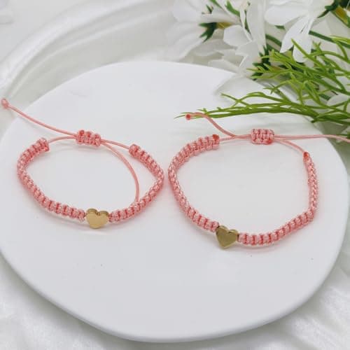 OVIFICEA First Day of Kindergarten Bracelets for Mommy and Me Back To School Gift Matching Bracelets, Mother Daughter Bracelets Pre-K Gifts for Girls Boys, Heart Wish Adjustable Bracelets - Thumbnail 3