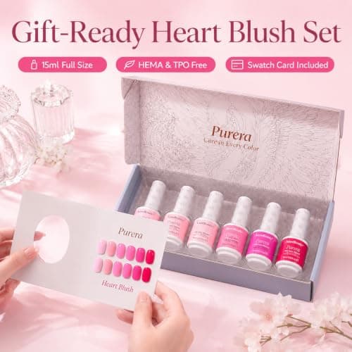 AZUREBEAUTY 6 Colors 15ml HEMA Free Pink Purera Gel Nail Polish Set, Same Color Bottles, Soak Off UV LED Gel Polish Kit Nail Art for DIY at Home Manicure Salon Gift, Neon Light Bright Baby Pink - Thumbnail 2