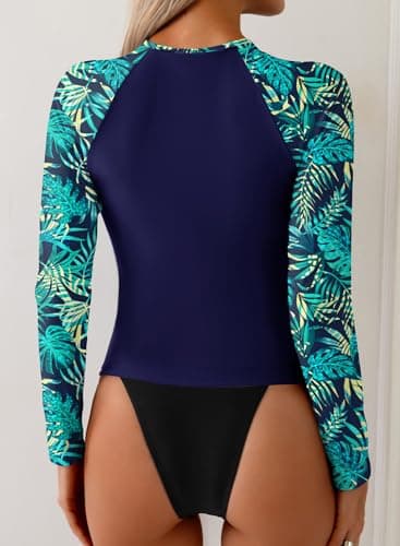 Dokotoo Women's Long Sleeve UV Sun Protection Rash Guard Top for Surfing Paddleboarding Without Bottoms Blue Medium - Thumbnail 3