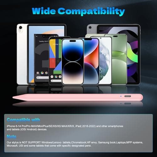Stylus Pen for Touchscreen,Luntak Universal Magnetic Fine Point iPad Pencil for Android & iOS Smartphone and Tablet,POM Tip Stylus Pen for iPad/iPad Pro/iPhone/Samsung/Lenovo/Huawei and so on-Pink - Thumbnail 3