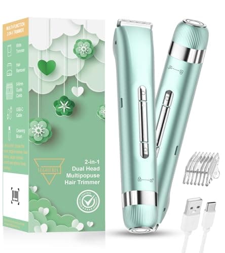 Electri Razors for Women, 2 in 1 Personal Groomer Kit Bikini Trimmer for Women Painless Lady Shaver for Face, Bikini, Underarm, Legs, Arms Waterproof, USB Rechargeable Facial Hair Trimmer - Image 1