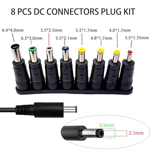 24V Power Supply 1A 24 Volt AC Adapter 100-240v 50-60hz Switching Adapter with 5.5 x 2.1mm DC Plug and 8 Tips Power Cord for LED Strip Light DC24V Transformer 1.5m - Thumbnail 4