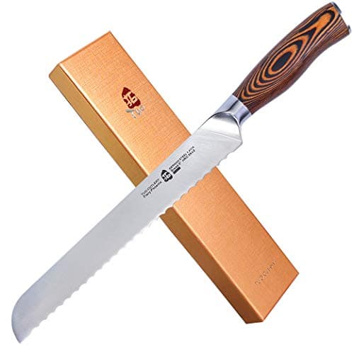 TUO Bread Knife, 9 inch Sharp Serrated Slicing Knife for Homemade Sourdough Bread, High Carbon German Steel, Ergonomic Handle, Gift Box Included - Thumbnail 4