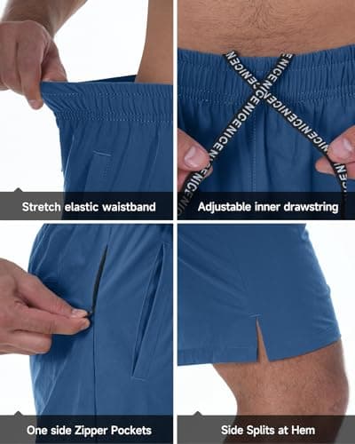 Lempue 2 Pack Mens Athletic Workout Shorts 7 Inch Quick Dry Gym Shorts with Pockets, Sports Tennis Running Shorts for Men - Thumbnail 4
