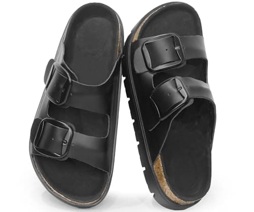 geabal Genuine Leather Platform Sandals Wedge Chunky Platform Sandal-Women Sandals with EVA Memory Foam Sole and Cork Footbed - Image 1