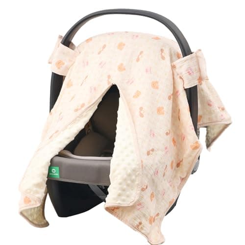 2-in-1 Baby Car Seat Cover & Canopy | Mom Nursing Cover, Easy Install Shield | Multi-Purpose for Winter Warmth & Summer Shade(Pink