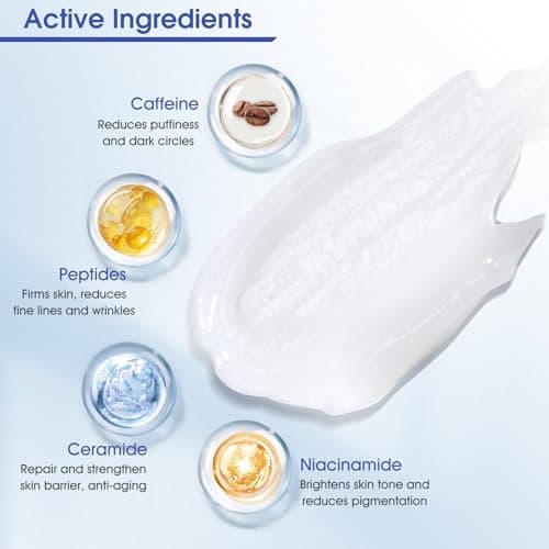 ceedoo Eye Cream for Wrinkles, Fine Lines & Crows Feet - With Ceramides, Peptides + Caffeine + Niacinamide - Anti Aging Skin Renewing Under Eye Cream for Men and Women, 0.5 Oz - Thumbnail 4