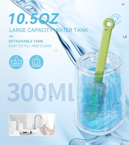 Water Dental Flosser Pick for Teeth, Portable Cordless Oral Irrigator with 4 Pressure Modes, 300ML Water Tank, IPX7 Waterproof, 6 Jet Tips, Storage Bag for Gums, Braces(White) - Thumbnail 4