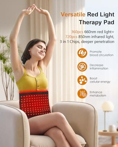 Red Light Therapy for Body, 31.5" x 11.8" Large Red Light Therapy Pad, 360 LEDs with 660nm Redlight & 850nm Infrared Light Therapy for Waist Back Shoulder Neck Pain Relief FSA Eligible - Thumbnail 3