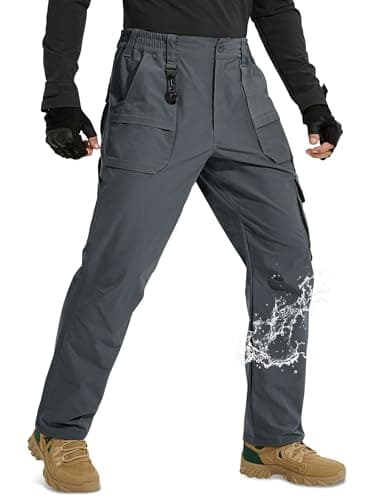 MOURCE Men's Work Utility & Safety Pants - Waterproof Ripstop Tactical Cargo Pants for Men Stretch, Grey 32L - Thumbnail 2