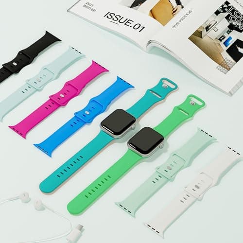 Sport Band Compatible with Apple Watch Bands 40mm 38mm 41mm 42mm 44mm 45mm 49mm for Women Men,Soft Silicone Waterproof Replacement Strap for Apple Watch Series 11 10 9 8 7 6 5 4 Ultra 3 2 1 SE - Thumbnail 2