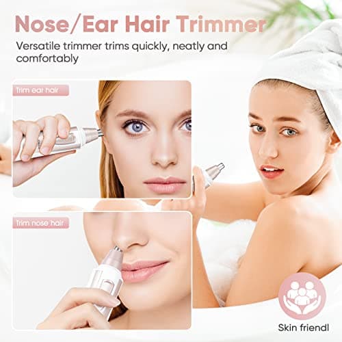 Ear and Nose Hair Trimmer Clipper - 2026 Professional Painless Eyebrow & Facial Hair Trimmer for Men Women, Battery-Operated Trimmer with IPX7 Waterproof, Dual Edge Blades for Easy Cleansing Pink - Thumbnail 2
