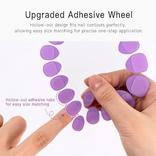 CurvLife TabQueen Extra Strong Press On Nail Adhesive Tabs, 10 Sheets 180PCS 18 Sizes, Strong Hold Nail Glue Stickers, 0.3mm Ultra-Thin Sticky Tabs, Waterproof, Easy Peel, Gentle Removal - Thumbnail 4