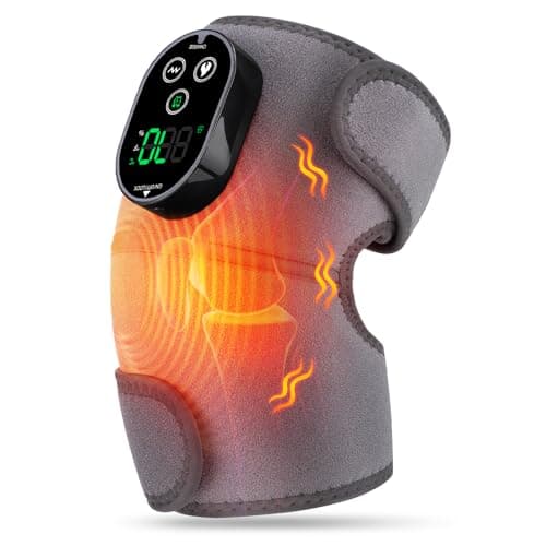 Cordless Heated Knee Massager with Vibration, FSA Eligible HSA Heated Knee Brace Wrap Heating Shoulder Brace for Knee Shoulder Elbow, Heating Pad with 6 Heating Levels, 3 Massage Modes & Timer (Grey) - Image 1