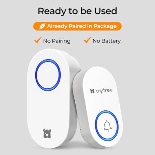 No Battery Needed Wireless Doorbell, Waterproof Door Bell with 600ft Range, 60 Adjustable Chimes, 4 Volume Level Modes from 0dB to 100dB, Classroom,Home,Office,Hospital,Warehouse - Thumbnail 3