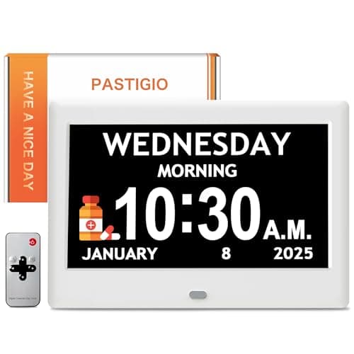 2025 NEW, Digital Clocks, 7'' Dementia Clock with Date and Time for Elderly, Auto-Dimming, 12 Reminders & 6 Alarms, Button & Remote Control, Auto DST, Digital Calendar for Seniors Large Display - Image 1