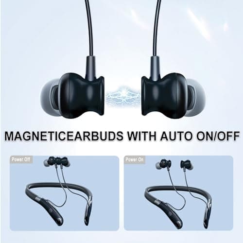 GOTOOLZ Neckband Bluetooth Headphones, Wireless Earbuds with Mic, CVC8.0 Noise Canceling, 35Hrs Playtime, IPX5 Waterproof Magnetic Earphones Around The Neck Headphones for Sports (Black 2026) - Thumbnail 5