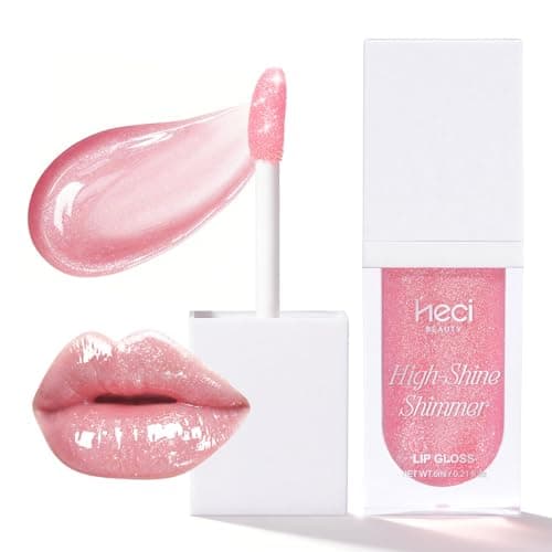 HECI BEAUTY Glitter Lip Gloss, Hydrating High Shine Lipgloss for Women, Non-Sticky Plumping Lip Oil with Vitamin E, Long Lasting Shimmer Finish for Daily Makeup, Candy Pink 0.21 fl oz - Image 1