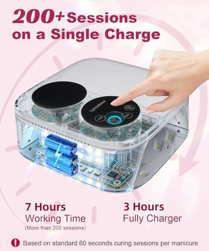 80W Cordless Wireless Nail Lamp, Professional UV Light for Gel Nails with Rechargeable Battery, Dual-Screen Display & Magnetic Base, Fast Curing Gel Polish Nail Dryer, LED Nail Light (Diamond) - Thumbnail 4