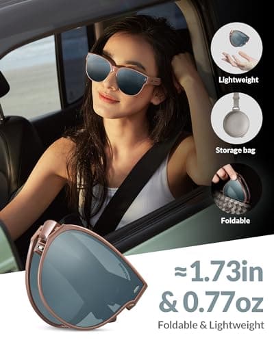 BENEUNDER Polarized Fit Over Sunglasses for Womens & Men, Retro Round Lightweight Folding Sunglasses for Nearsightedness - Thumbnail 5